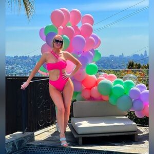 Authentic Pink VERSACE Swimsuit *Worn Once* GRECA BORDER ONE-PIECE SWIMSUIT